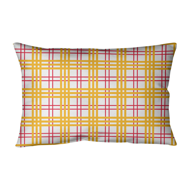 Housse de coussin Luxury Kansas City, Blanc / rouge / doré, Polyester filé