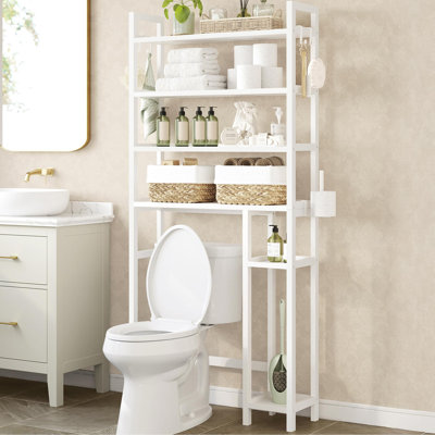 Organisateur de salle de bain en bambou avec tablettes réglables