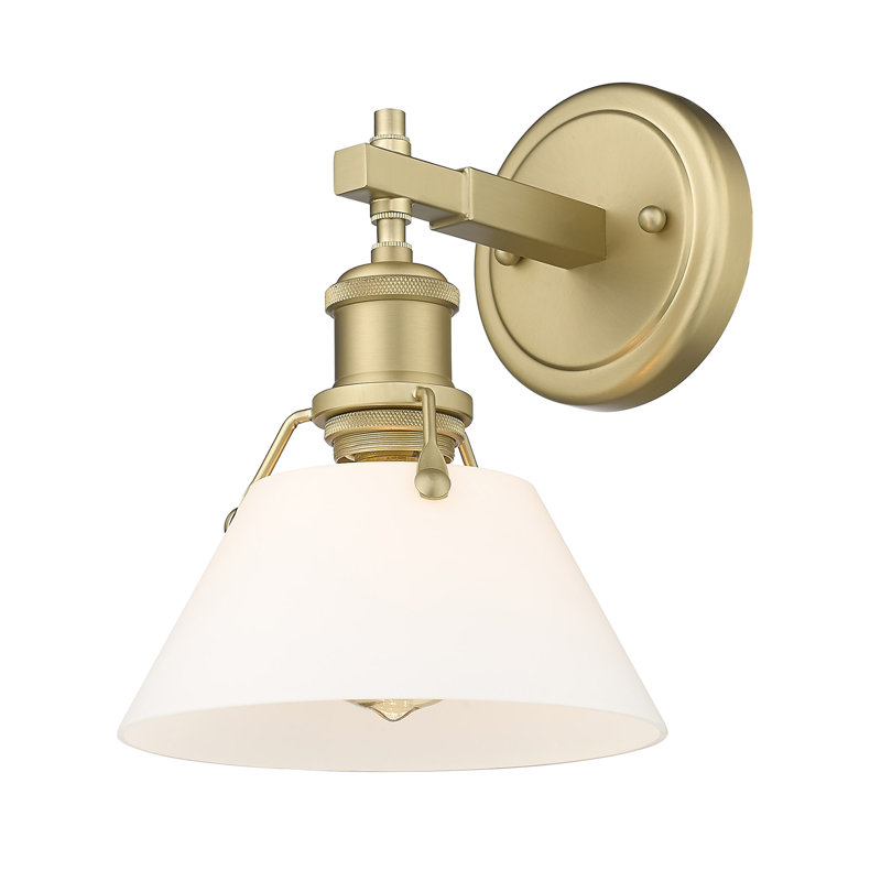 Éclairage pour meuble-lavabo en acier à intensité variable Felda, Bronze champagne brossé, Verre opale, 1 lumières