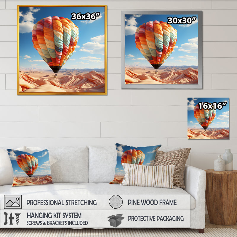 «Abstract Colorful Balloon Soaring II», reproduction sur toile, Cadre doré simple, H 36 po x l 36 po x P 1,5 po