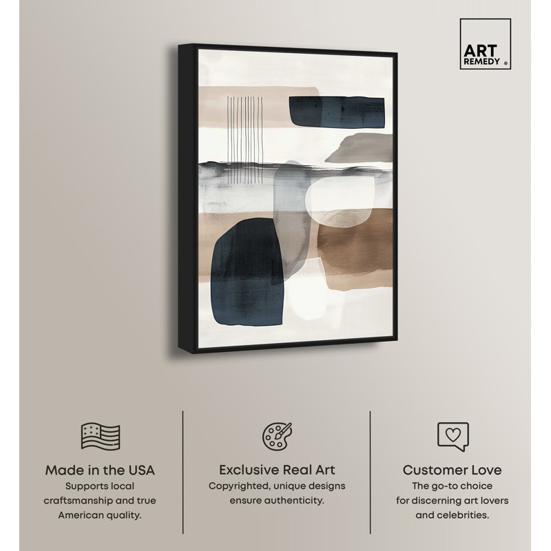 Large Abstract Canvas Wall Art with Black Frame