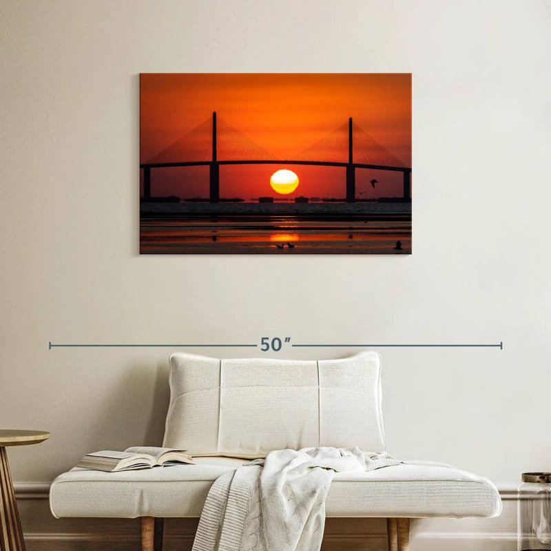 Coucher de soleil sur le pont Lilie, H 24 po x l 36 po