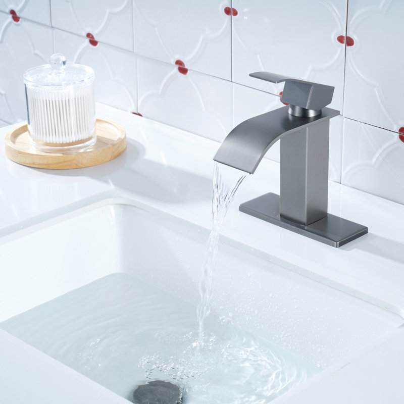 Robinet de salle de bain avec ensemble de drain Centreset, Gris brossé
