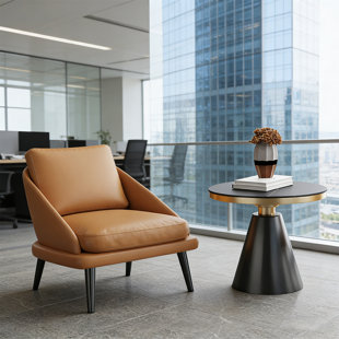 Modern Simple Yellow Faux Leather Sofa Chairs