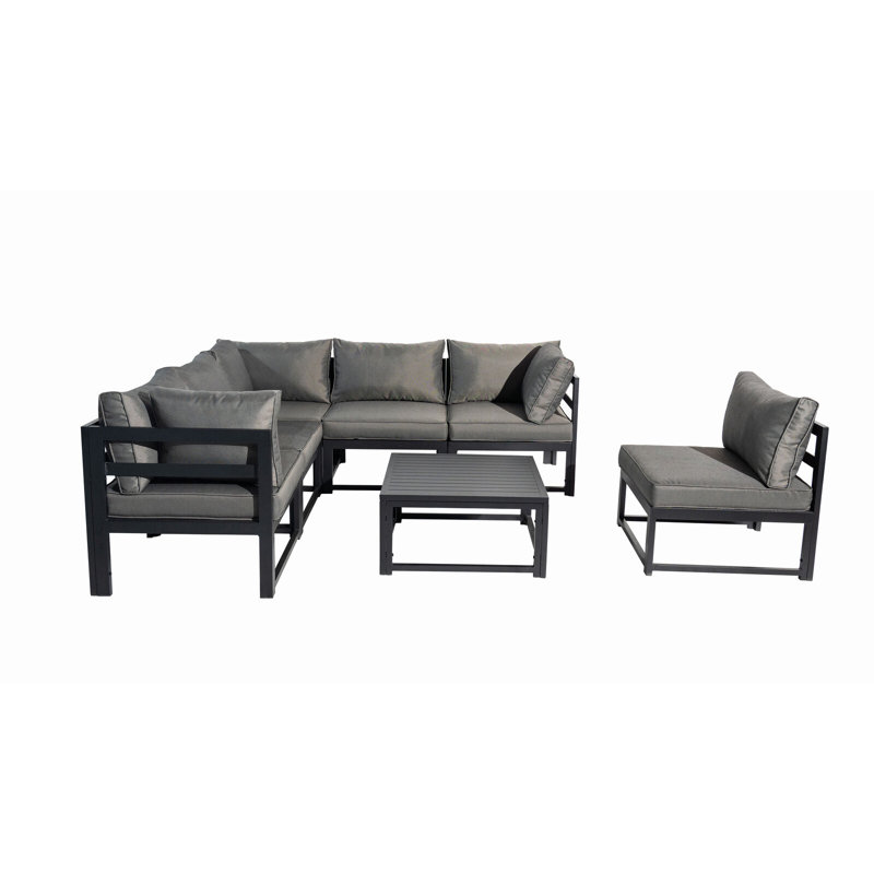 Mulac 6 - Person Patio Dining Set with Square Table , Cushions Included
