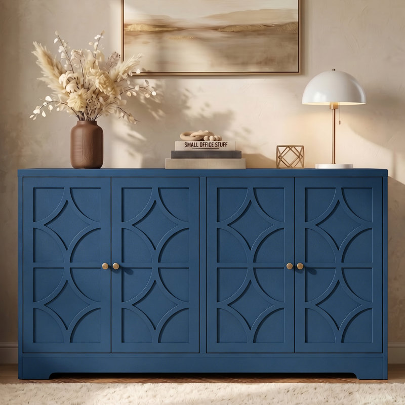 Sideboard Cabinet With 4 Doors, Blue
