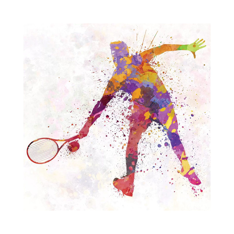 Tennis Player In Silhouette II by Paul Rommer - Wrapped Canvas Painting, 45.72 cm H x 45.72 cm W
