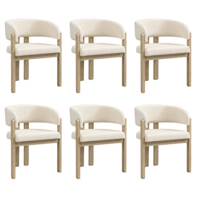 Boucle Upholstered Armchair in Beige