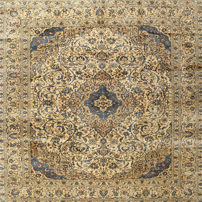 Beige oriental/brun/bleu Tapis décoratif, Carré 7 pi