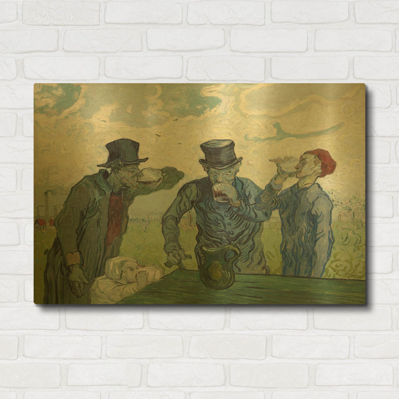 «The Drinkers» par Vincent Van Gogh, art mural en métal doré, 36 po x 24 po, 36"x24"