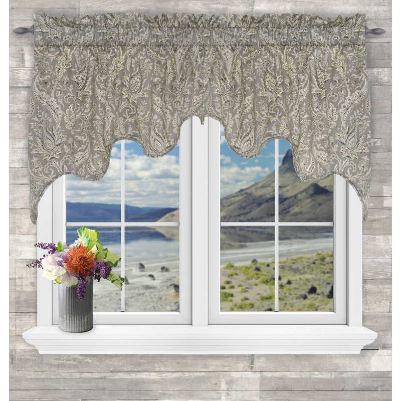 Pewter Paisley Textured Rod Pocket Valance, 100 x 30