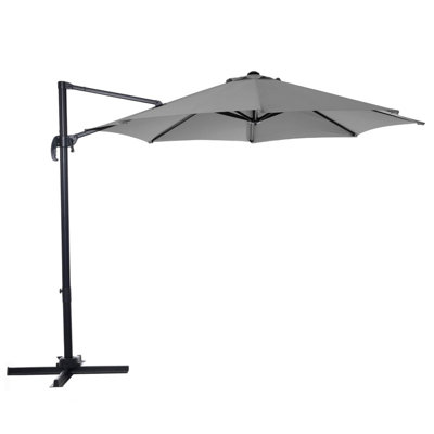 Parasol de patio en porte-à-faux décalé de 10 pi, rotation à 360 ° et inclinaison réglable, cadre en aluminium, pavillon résistant aux rayons UV