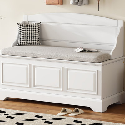 Shoe Bench, Retro Shoe Storage Bench with Safe Soft-Close Devices, Storage Chest with Hidden Storage and Cushion for Entryway, Hallway, Living Room