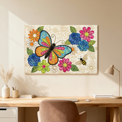 Motif floral animaux avec abeille