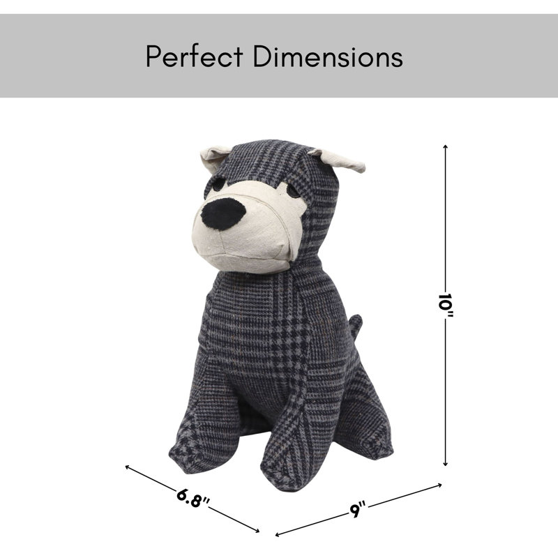 Decorative Dog Door Stop - 2.3 lb. Weighted Door Stopper, Stripes Gray