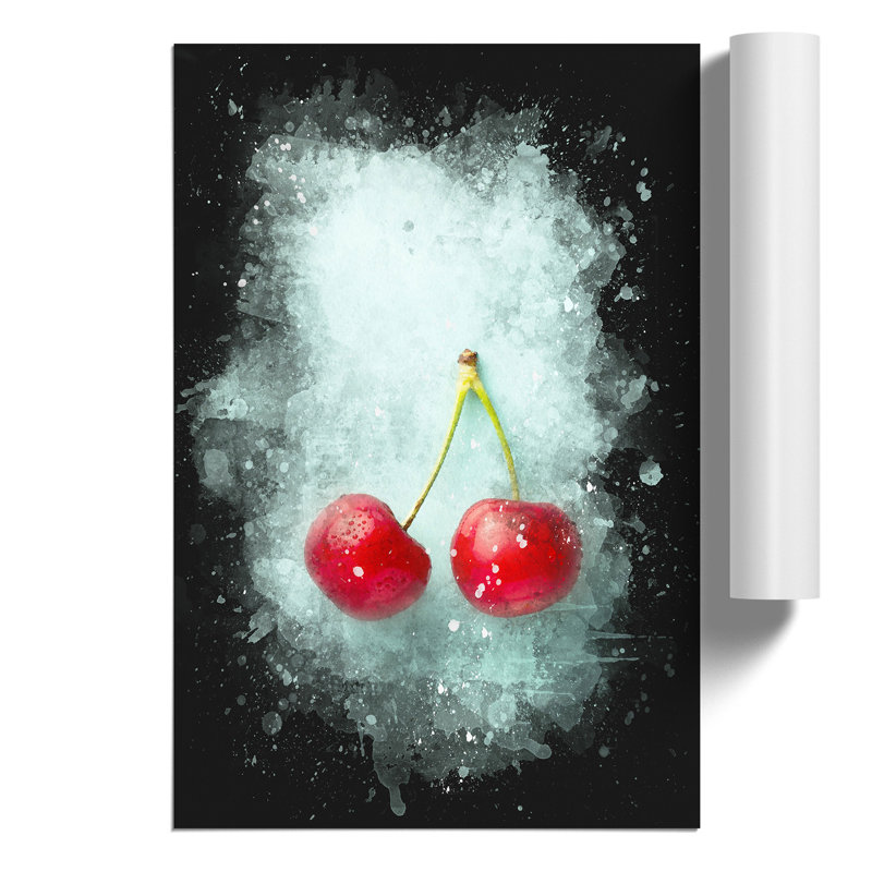 Two Cherries - Unframed Painting, 84cm H x 59cm W x 0.1cm D