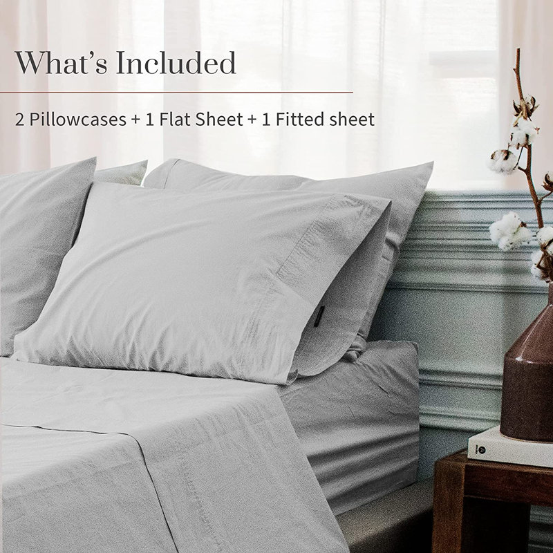 Percale Sheet Set, Light Gray, Full