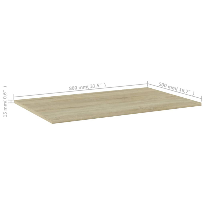 Bookshelf Boards 8 pcs Engineered Wood, Oak, (8 Shelves) 0.6" H x 31.5" W x 19.7" D
