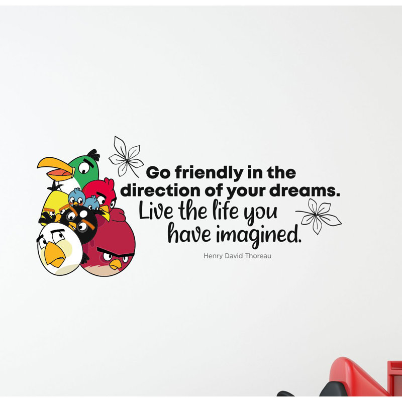 Adhésif décoratif en vinyle "Go friendly Angry Bird Life", H 20 po x l 40 po