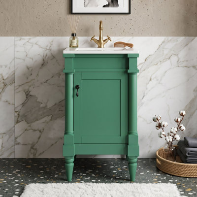 Meuble-lavabo autoportant avec lavabo en céramique et tablette réglable