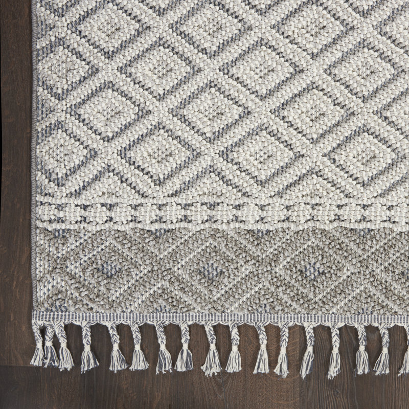 Ahrens Geometric Gray/Ivory Area Rug, Rectangle 7'10" x 10'6"