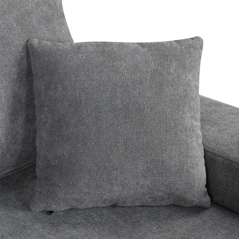 109" U-Shaped Sectional Sofa Pull-Out Sofa Bed With Two USB Ports, Gray Chenille