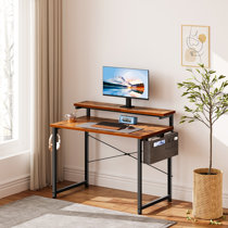 Debanhy Writing Desk Modern Office Desk with 4 Drawers 17 Stories Color (Top): Walnut