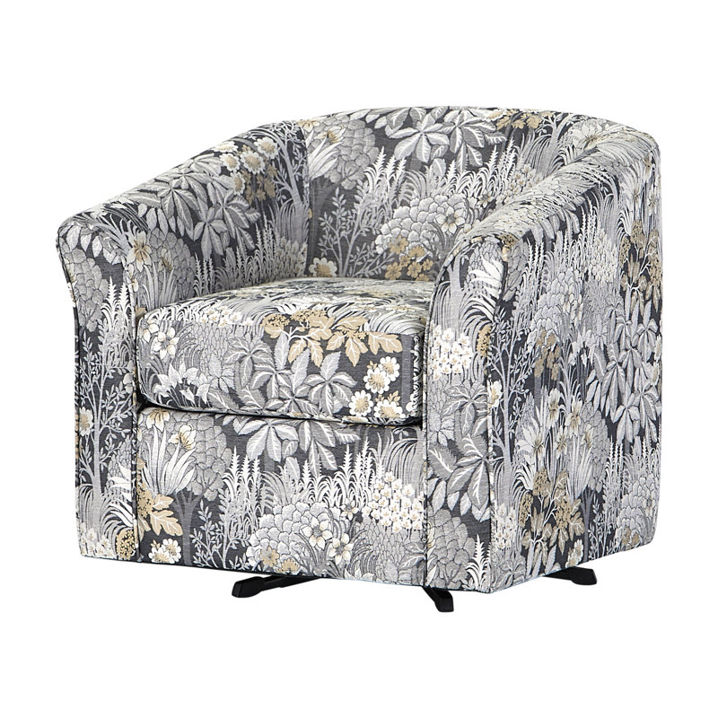 Fauteuil demi-tonneau pivotant rembourré, Gris Durango