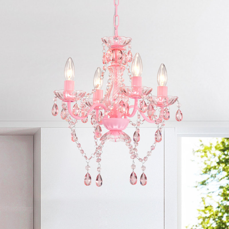 Jenifry 4 - Light Dimmable Empire Chandelier, Pink, Pink