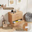Commode cannelée pour chambre à coucher avec 3 tiroirs Commode en bois avec poignées en métal Commode naturelle pour le salon