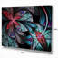 Motif floral turquoise et rouge, impression sur toile tendue-18266296