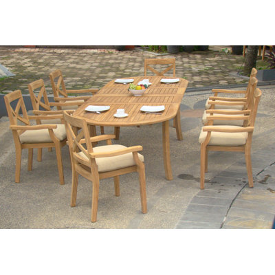 Glenn 6 - Person Teak Patio Dining Set with Oval Table