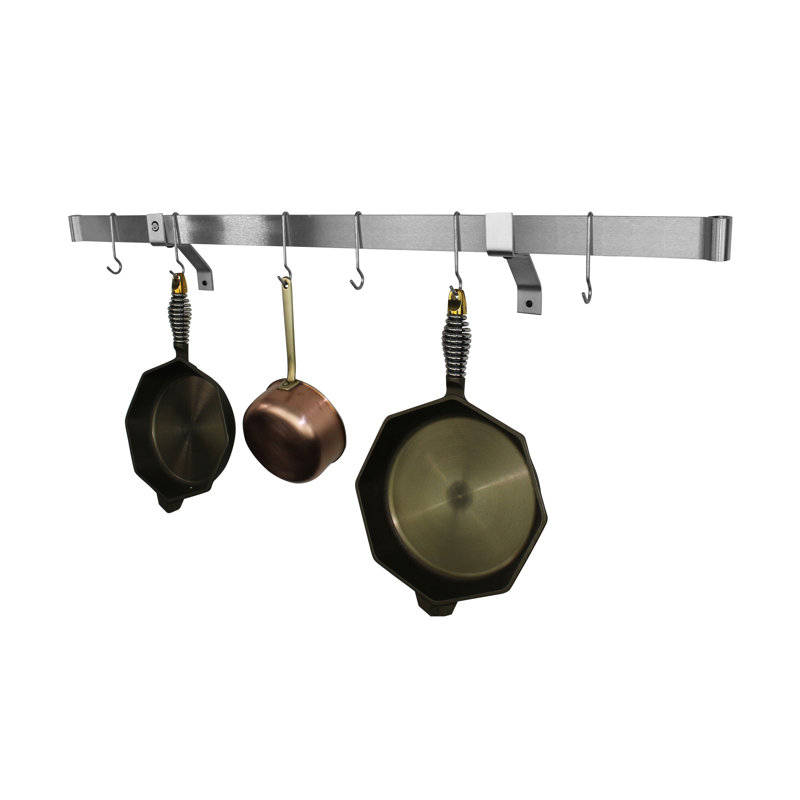 Premier Handcrafted Wall Mounted Pot Rack, 2" H x 36" W x 25" D, Stainless Steel