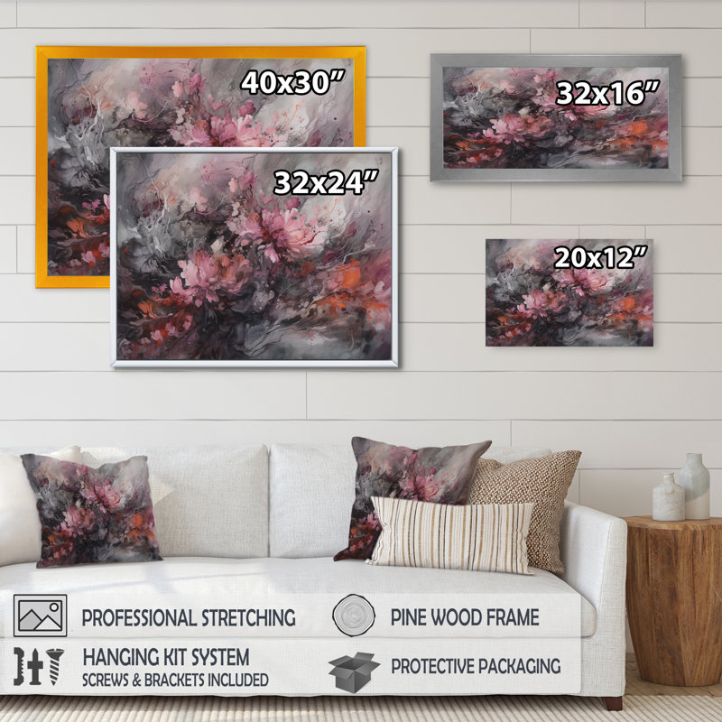 «Rocelia Abstract Persian Harmony Of Nature», reproduction d'art sur toile, H 30 po x l 40 po x P 1,5 po, Cadre flottant noir