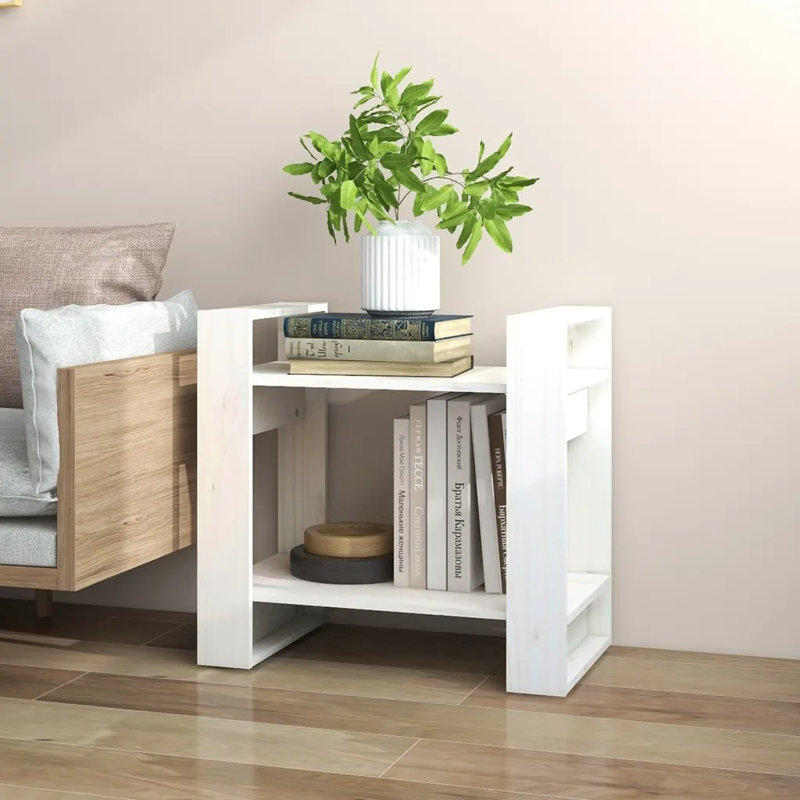 Irek Book Cabinet/Room Divider Solid Wood, White, 57cm H x 60cm W x 35cm D