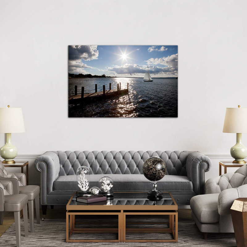 Sunrise at Crooked Lake Conway, Michigan '10 1 Piece Floater Frame Wall Art on Canvas, 101.6 cm H x 66.04 cm W
