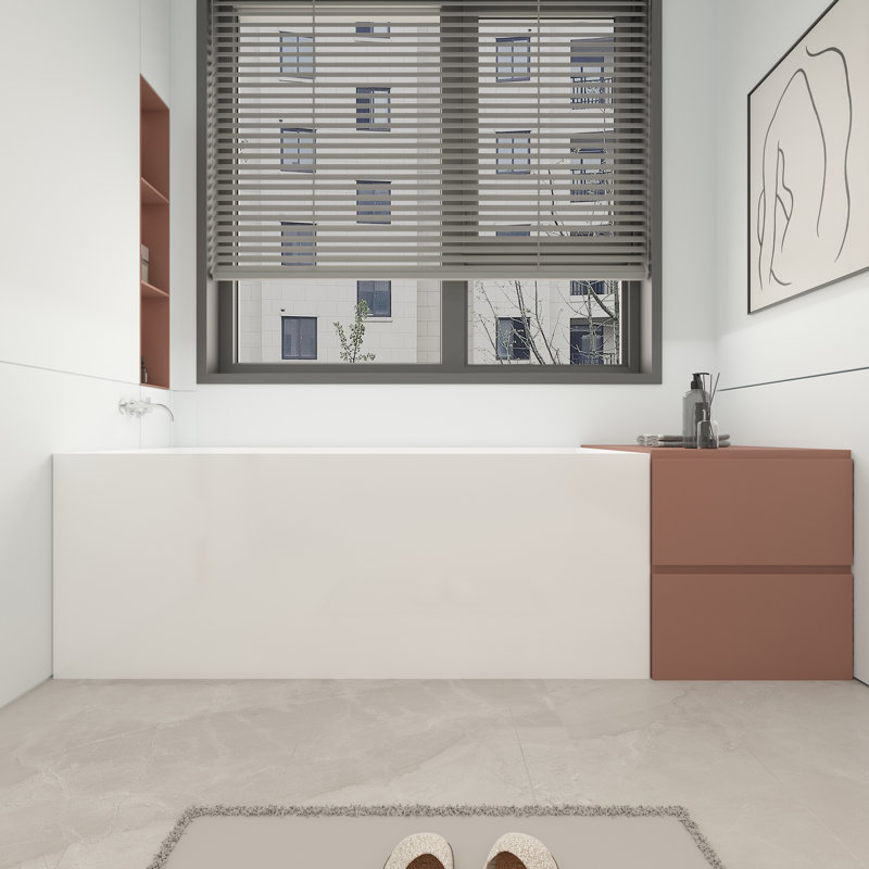 59” x 28.7” Freestanding Acrylic Soaking Bathtub, Alcove Back to Wall or Corner Ractangular  Tub