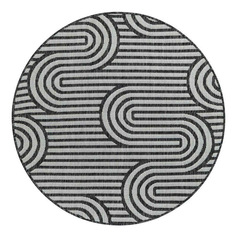 Tapis intérieur / extérieur d'extérieur moderne, Rond 4 pi 1 po