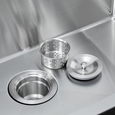 Barre d'évier de cuisine 25 po à cuve simple en acier inoxydable