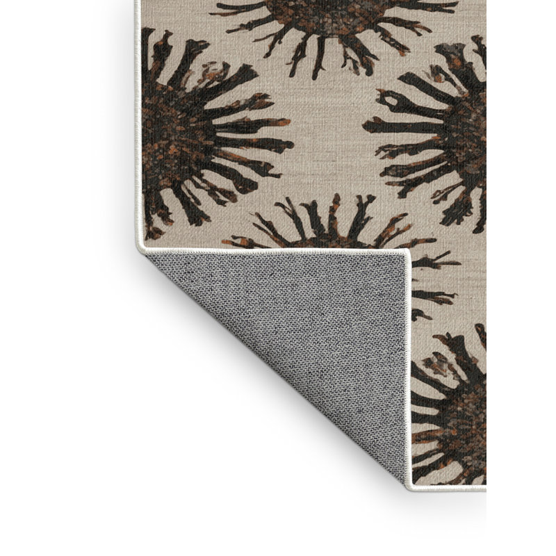 Tapis beige lavable à la machine, Carré 3 pi