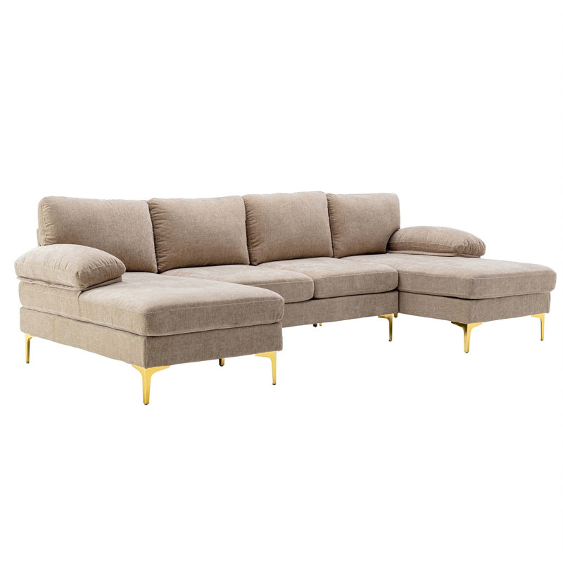 Canapé modulaire COOLMORE, 100 % polyester brun clair