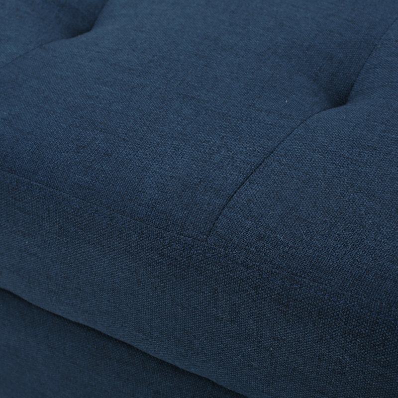 Anjuman Upholstered Ottoman, Dark Blue Polyester Blend, Dark Blue  