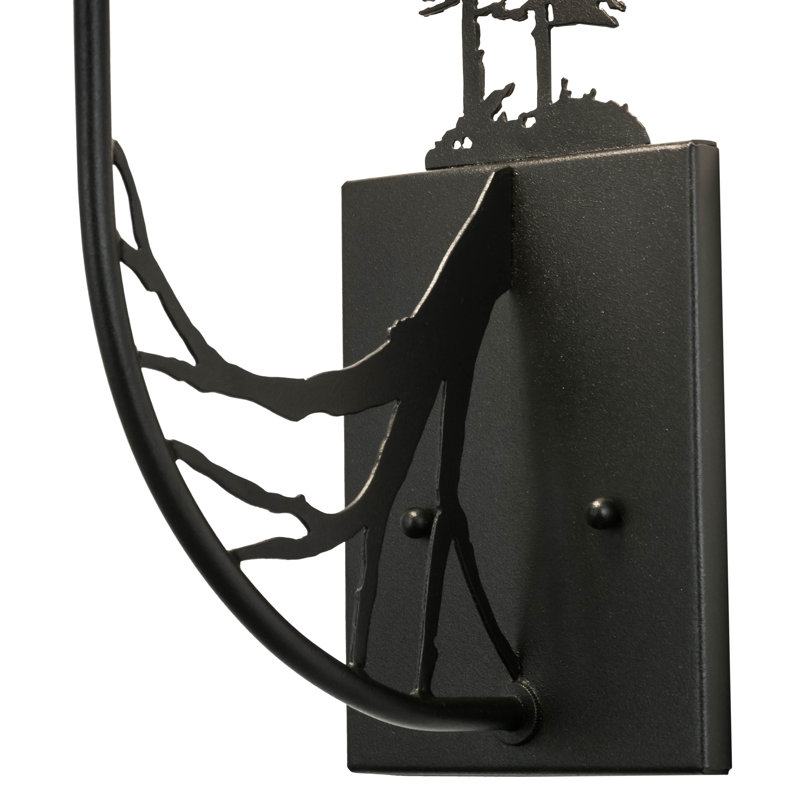 Rustic Black Steel 18.5" Tall Pines Dimmable Wall Sconce