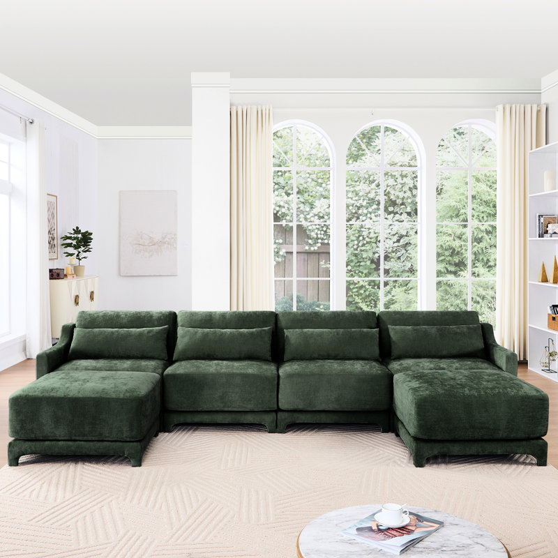 , Quatre sièges, chenille, assorti, éponge de haute qualité, assise ergonomique, assemblage facile, siège en chenille à différentes pièces avec support lombaire mobile, structure en bois, coussins entièrement compressés, élégant