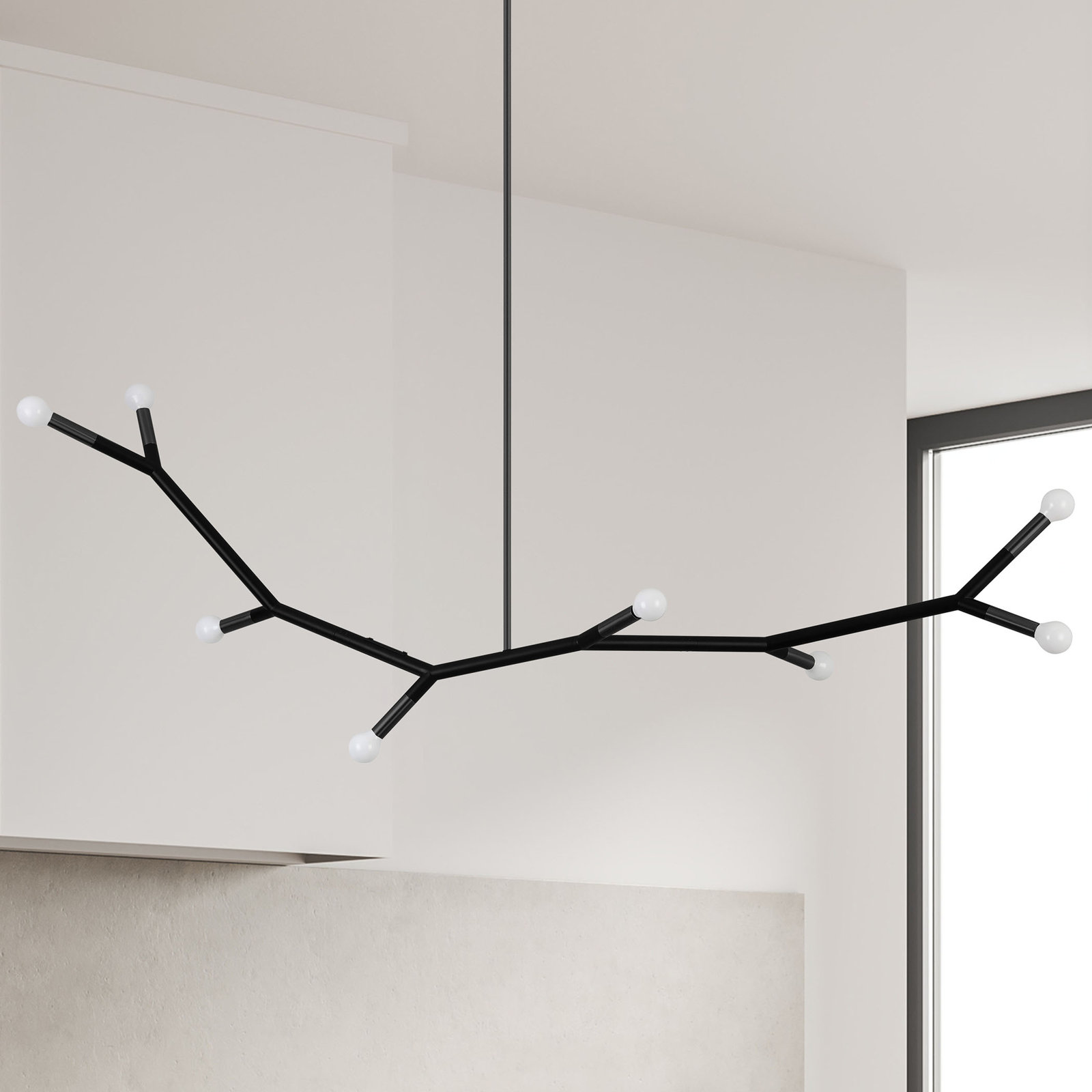 Raela 8 - Light Metal Dimmable Chandelier, Matte Black