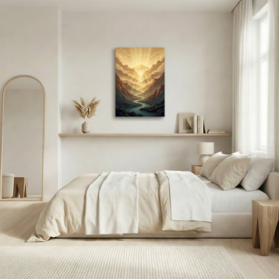 «Teal River Winding Through Golden Mountain Canyon», art mural