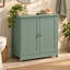 Meuble-lavabo avec ouverture en U, tablette réglable et 2 portes, vert foncé