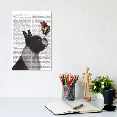 Boston Terrier Ice Cream, Print BG by Fab Funky - Wrapped Canvas Gallery-Wrapped Canvas Giclée