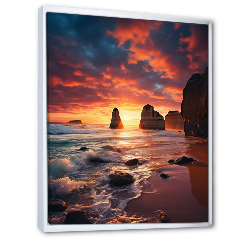 Australie, douze apôtres majestueux II sur toile, H 20 po x l 12 po x P 1 po, Cadre flottant blanc
