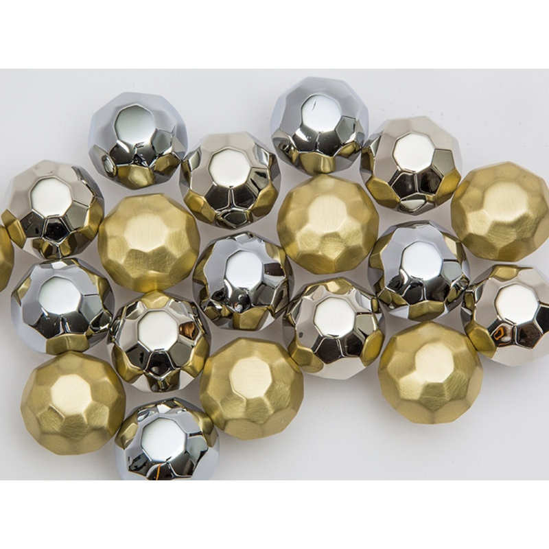 Facet Round Knob, Satin Brass, 1 1/8"